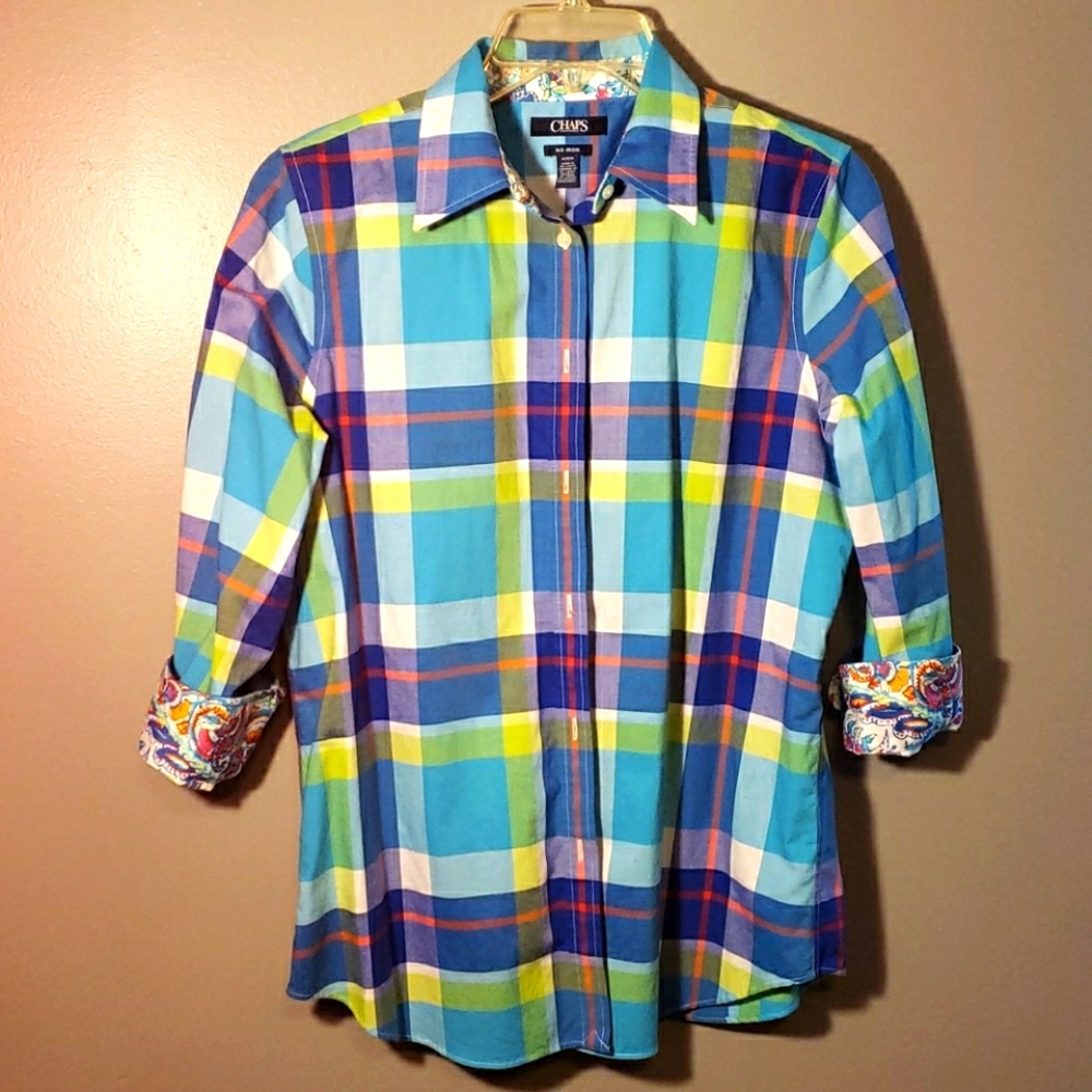 Chaps Plaid and Paisley Button Down Shirt